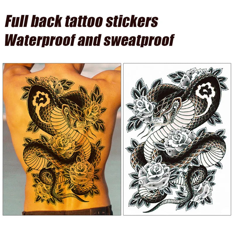 Waterproof Big Large Full Back Chest Fake Tattoo