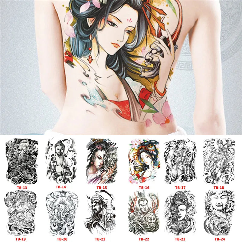 Waterproof Big Large Full Back Chest Fake Tattoo