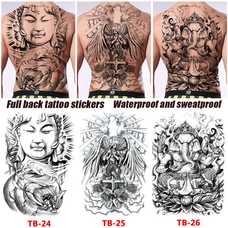 Waterproof Big Large Full Back Chest Fake Tattoo