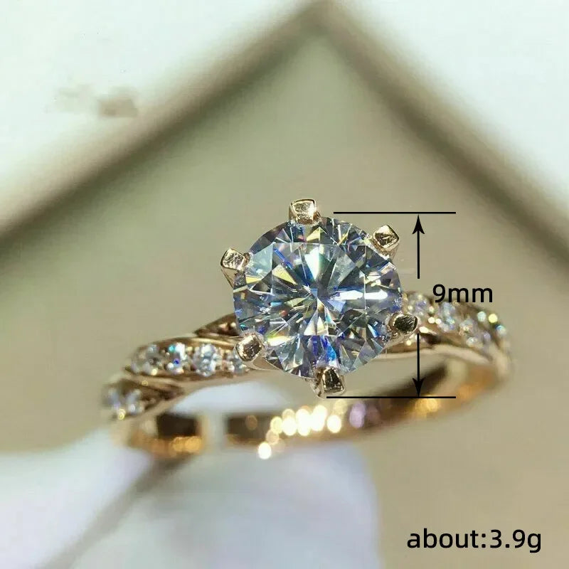 Luxury Shiny Gold Color Stainless Steel Moissanite Twist Couple Rings