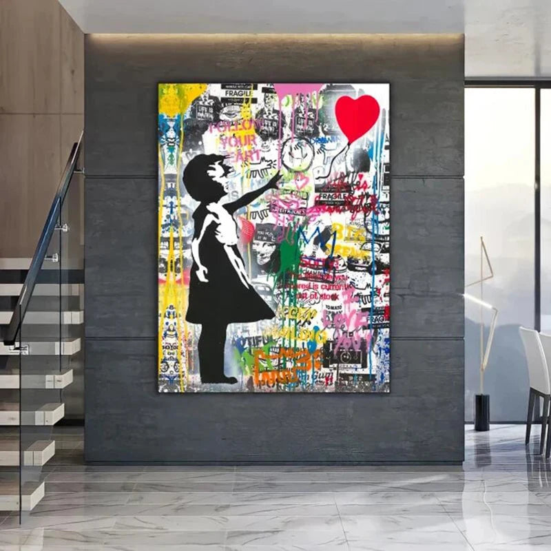 Banksy Balloon Girl Graffiti Canvas Paintings Modern Pop Art Posters