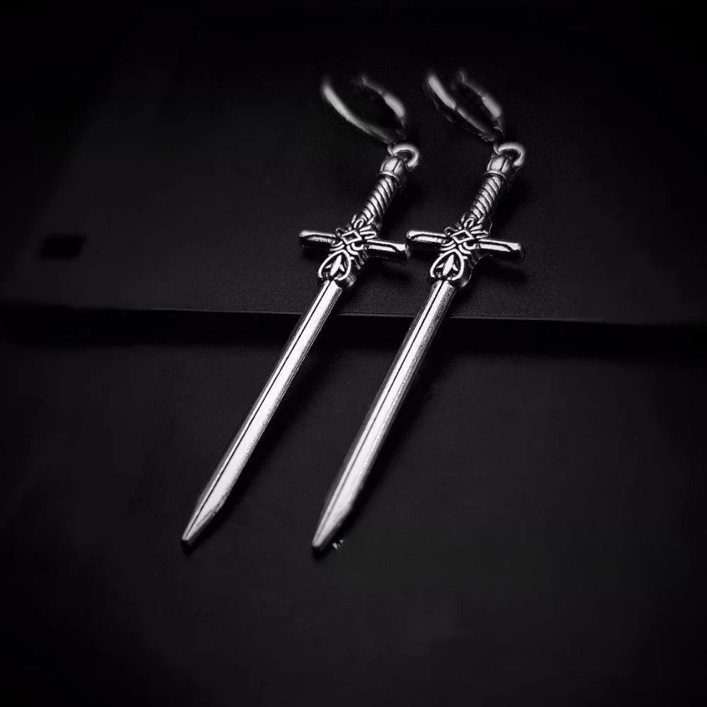 Personality Design Style Sword Drop Dangle Earrings