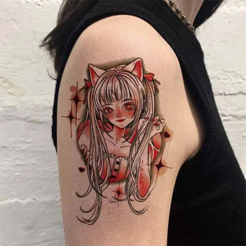 10pcs Colorful Beautiful Girl Tattoo Stickers Waterproof