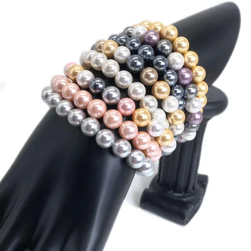 Shell Pearl Bracelet Tricolor Electroplated imitation pearls Charm