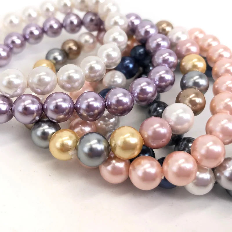 Shell Pearl Bracelet Tricolor Electroplated imitation pearls Charm