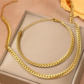 Fashion Trendy Vintage Bracelet Necklace Jewelry Set Stainless Steel