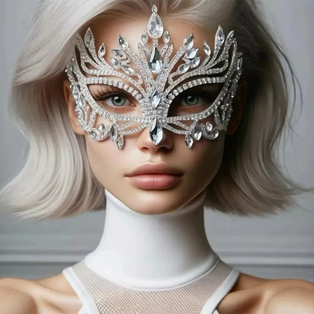 New fashion luxury shiny rhinestone mask women's makeup