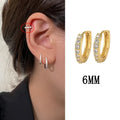 Classic Simple Silver Color Stainless Steel Zircon Hoop Earrings