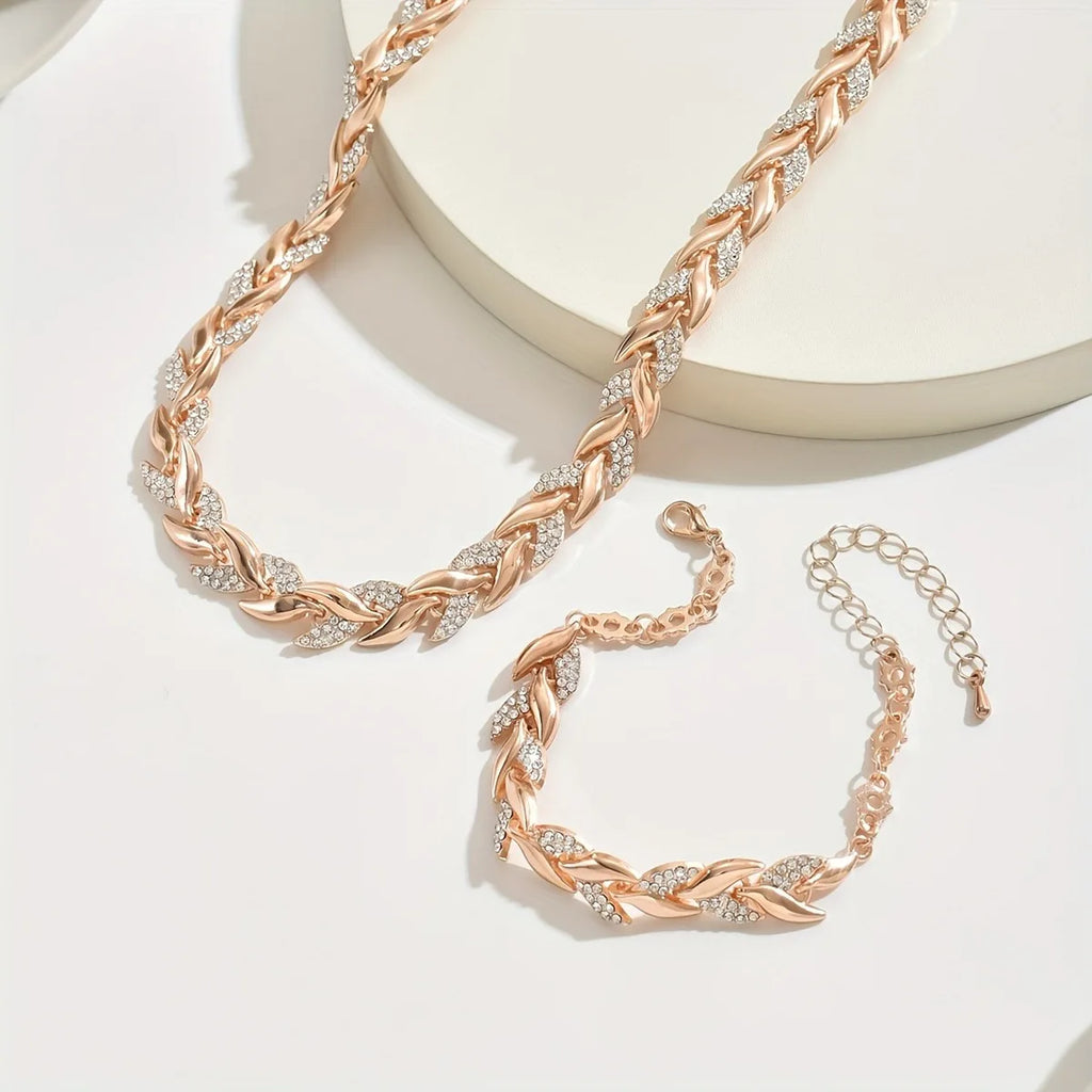2PCS Elegant Design Glass Rhinestone Chain