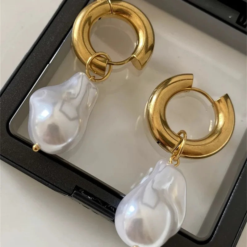 French Retro Baroque Pearl Earrings