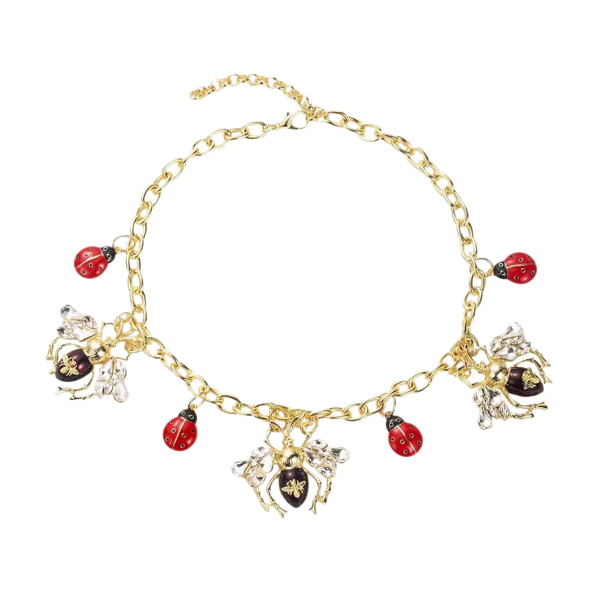 Cute Insect Bee Ladybug Charm Collar Necklace