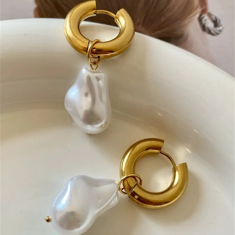 French Retro Baroque Pearl Earrings