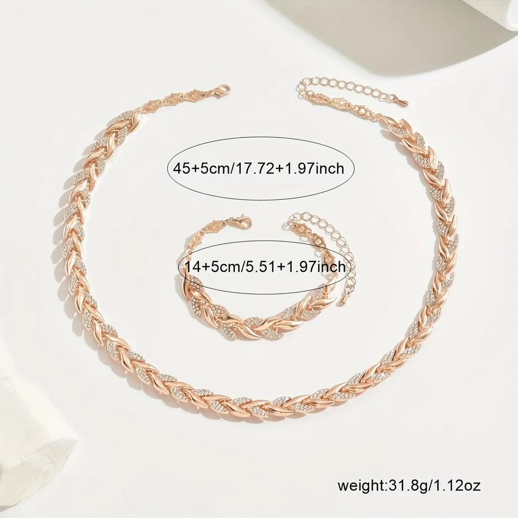 2PCS Elegant Design Glass Rhinestone Chain