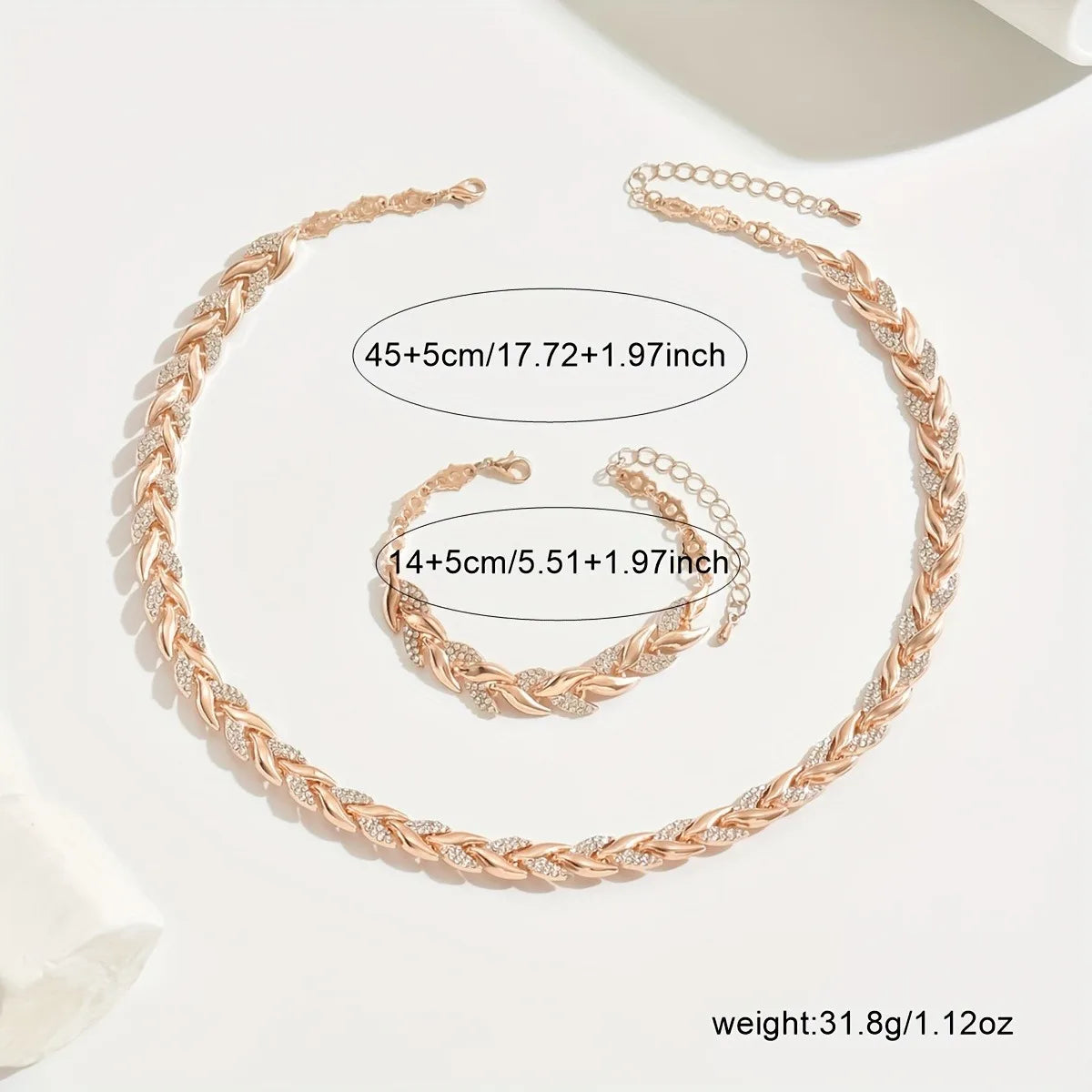 2PCS Elegant Design Glass Rhinestone Chain