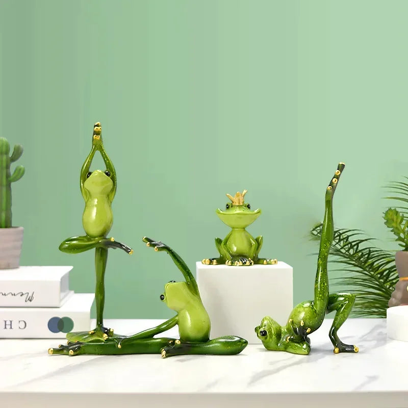 Yoga Frog Resin Figurine,Office Decoration, 19cm