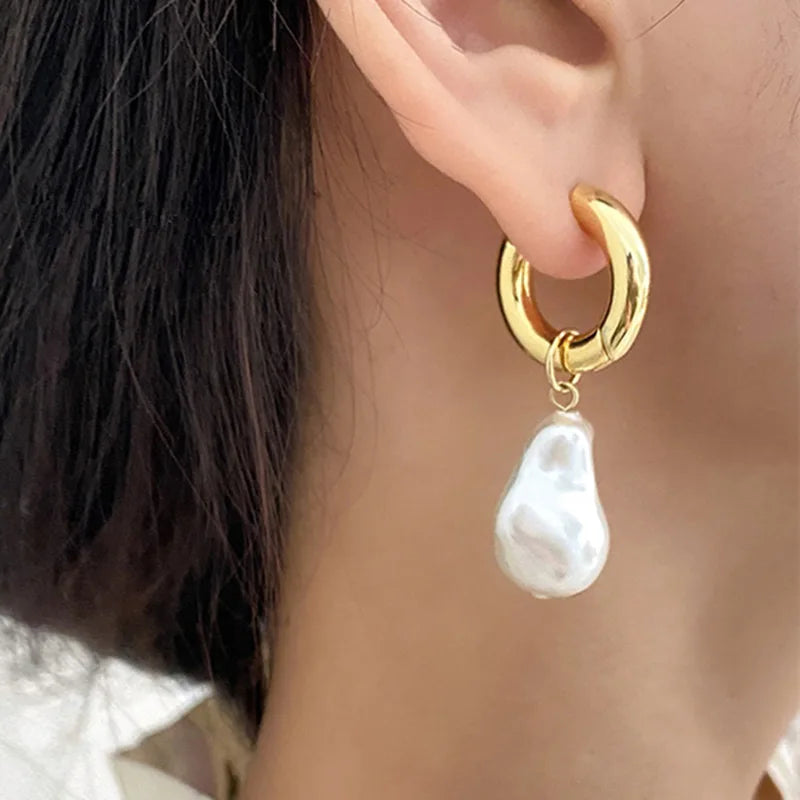French Retro Baroque Pearl Earrings