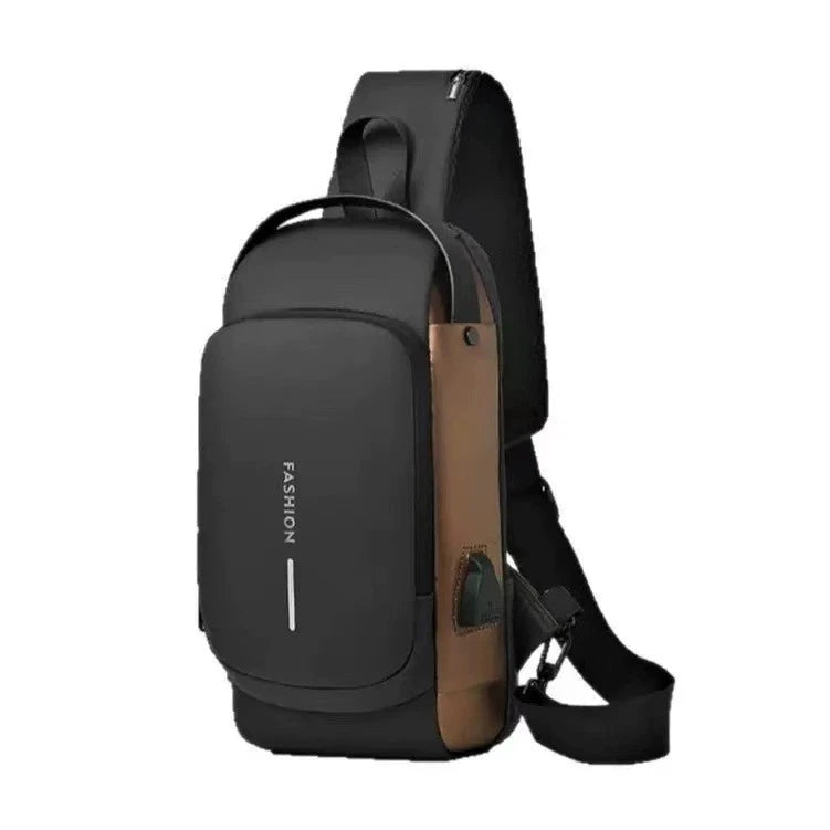 Password Lock Chest Bag, Anti-Theft Waterproof USB Charging Port,