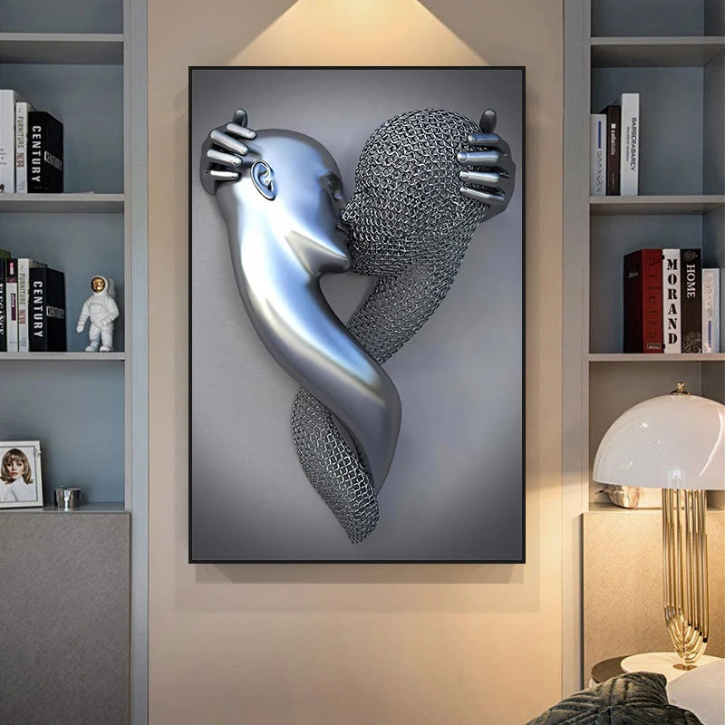 Metal Figure Romantic Art Canvas Painting Statue Art Posters