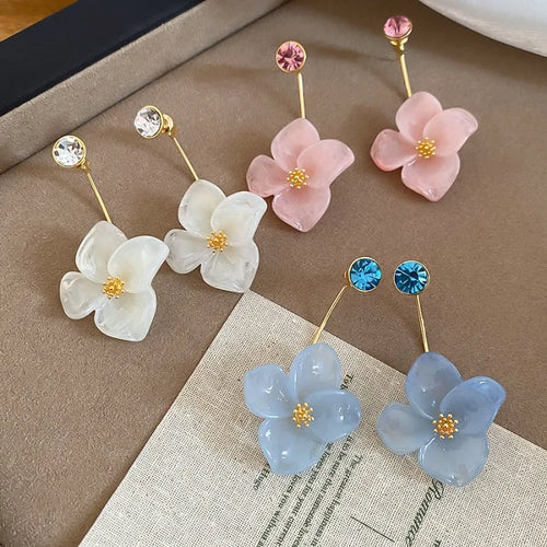 2026 New Arrival White Pink Blue Color Resin Rhinestone Flowers