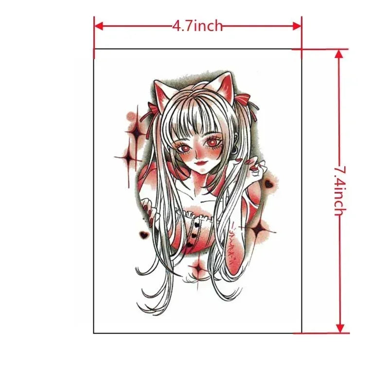 10pcs Colorful Beautiful Girl Tattoo Stickers Waterproof