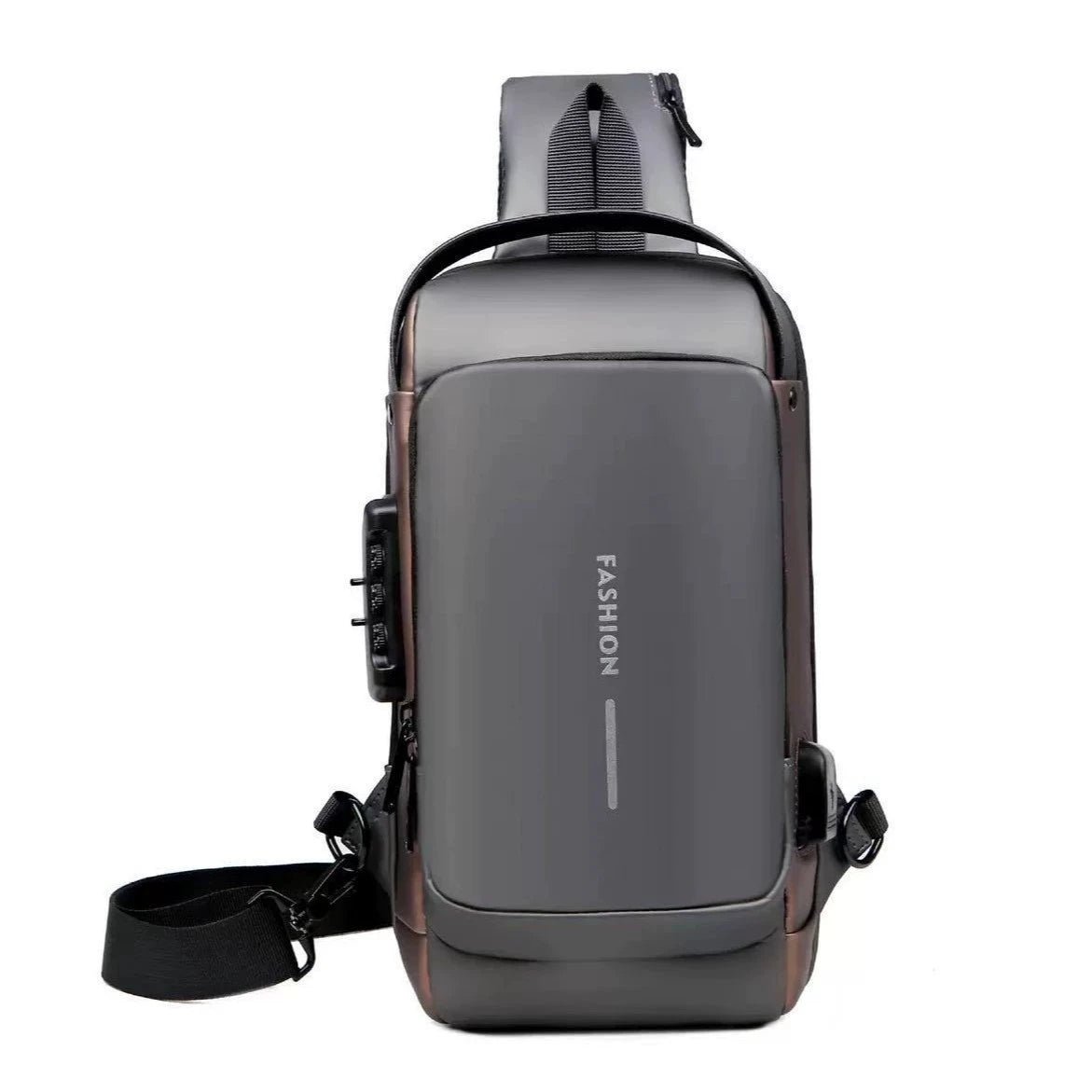 Password Lock Chest Bag, Anti-Theft Waterproof USB Charging Port,