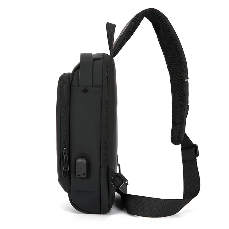 Password Lock Chest Bag, Anti-Theft Waterproof USB Charging Port,