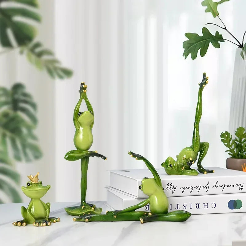 Yoga Frog Resin Figurine,Office Decoration, 19cm
