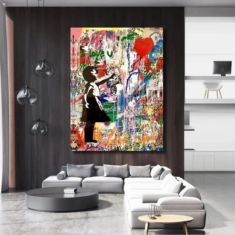 Banksy Balloon Girl Graffiti Canvas Paintings Modern Pop Art Posters