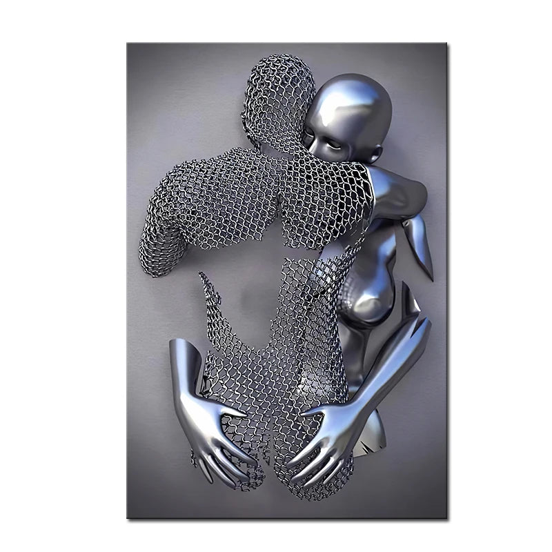 Metal Figure Romantic Art Canvas Painting Statue Art Posters