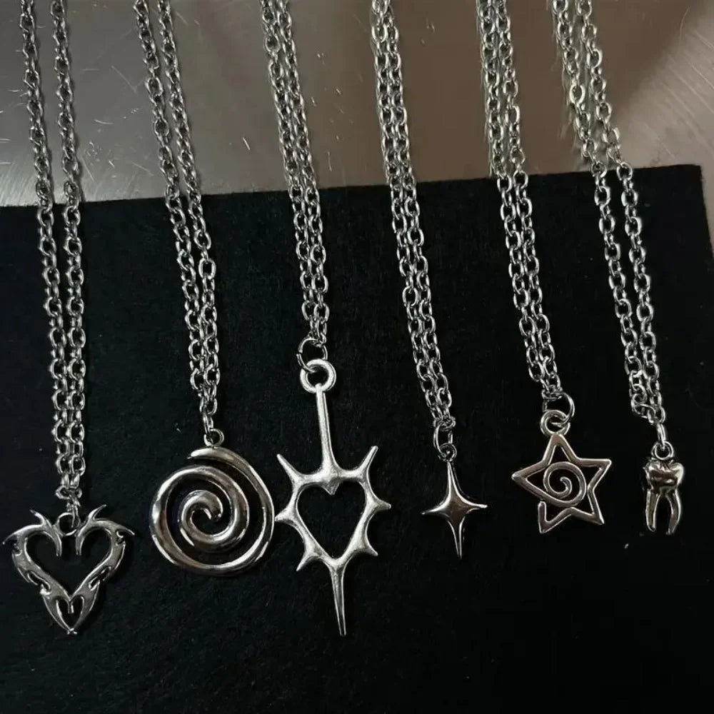 Retro Gothic Irregular Geometry Vortex Heart Star Teeth