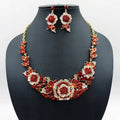 Exaggerated Flower Necklace Earring Set Sparkling Water Stone