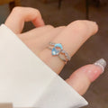 Layered Look Ring Aquatic Charm Sky Blue Hue Clear Heart