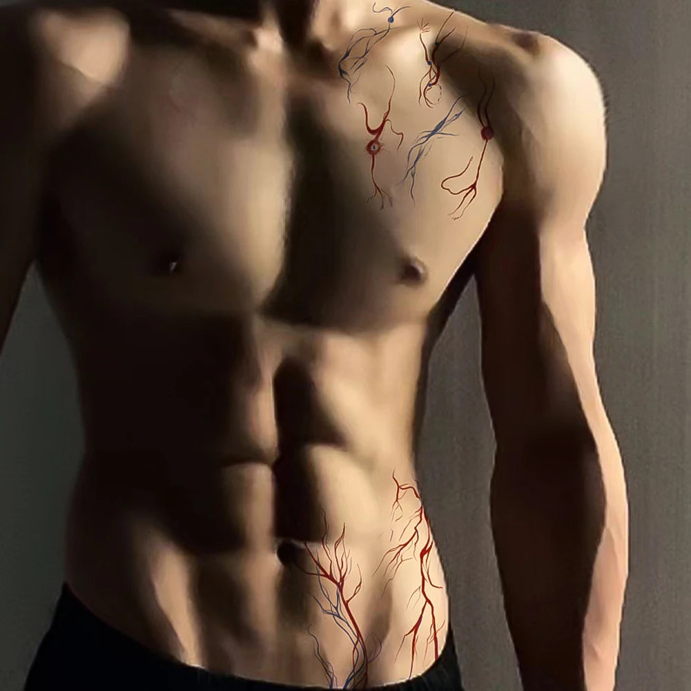 Halloween Face Tattoos Red Blood Vessels