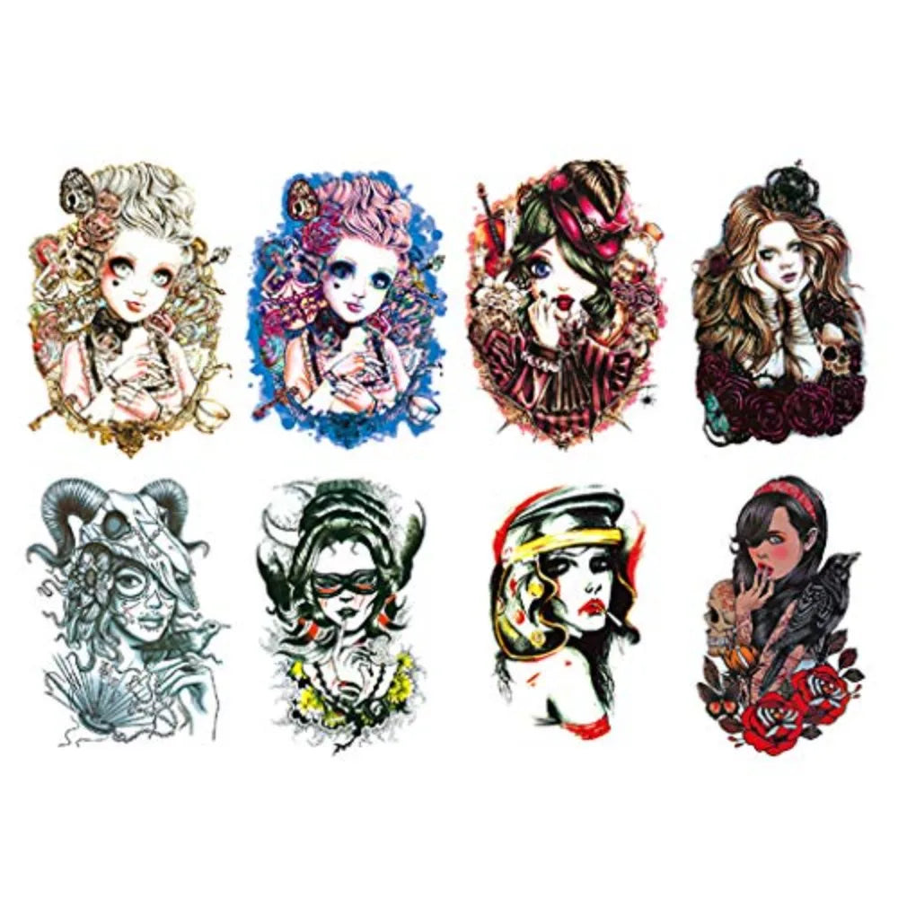 8 Sheets Colorful Cool Arm Temporary Tattoo