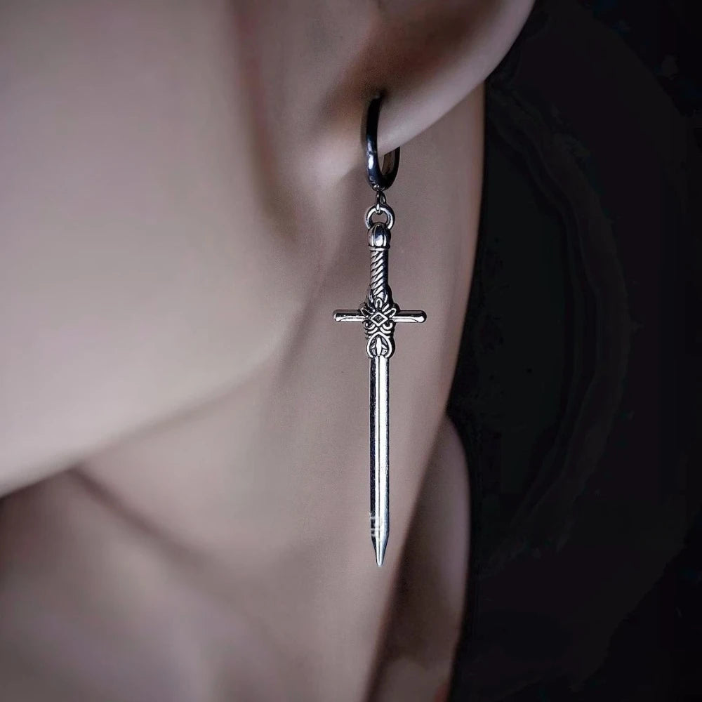 Personality Design Style Sword Drop Dangle Earrings