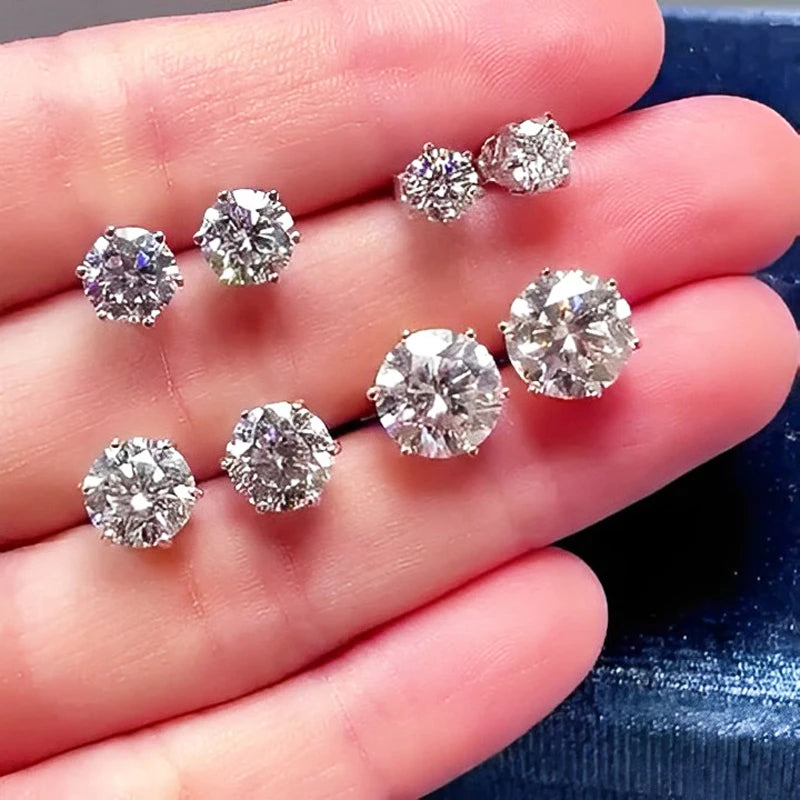 Premium 0.5-2ct Moissanite Diamond Stud Earrings