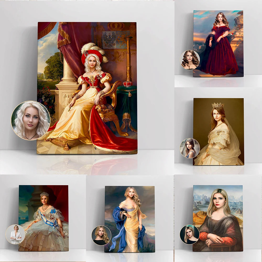 Custom Woman Portrait Canvas Painting Wall Art Customized