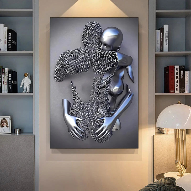 Metal Figure Romantic Art Canvas Painting Statue Art Posters