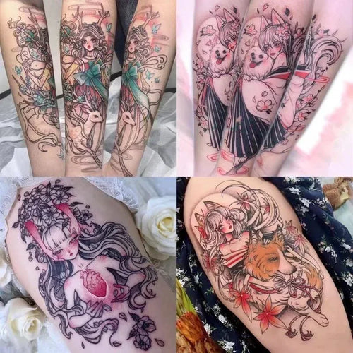10pcs Colorful Beautiful Girl Tattoo Stickers Waterproof