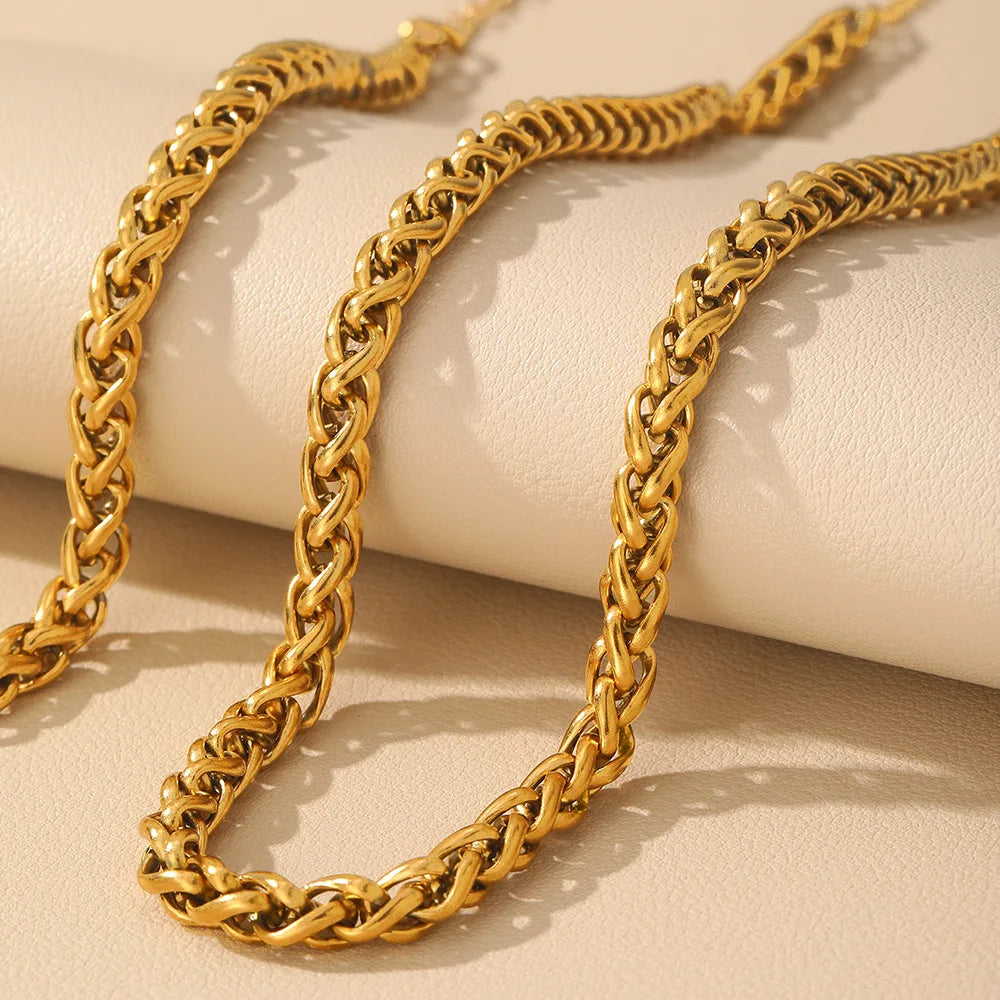Fashion Trendy Vintage Bracelet Necklace Jewelry Set Stainless Steel