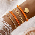 4pcs/set Bohemia Shell Bracelets Ethnic Style Colorful Zircon Rice Beads