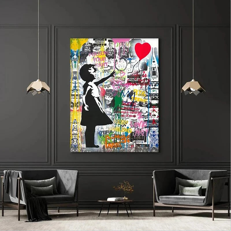 Banksy Balloon Girl Graffiti Canvas Paintings Modern Pop Art Posters