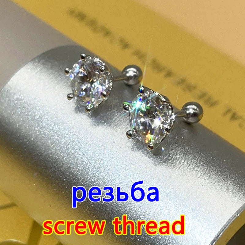 Premium 0.5-2ct Moissanite Diamond Stud Earrings