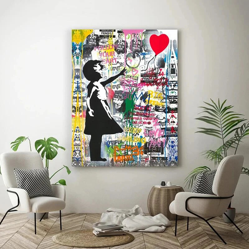 Banksy Balloon Girl Graffiti Canvas Paintings Modern Pop Art Posters