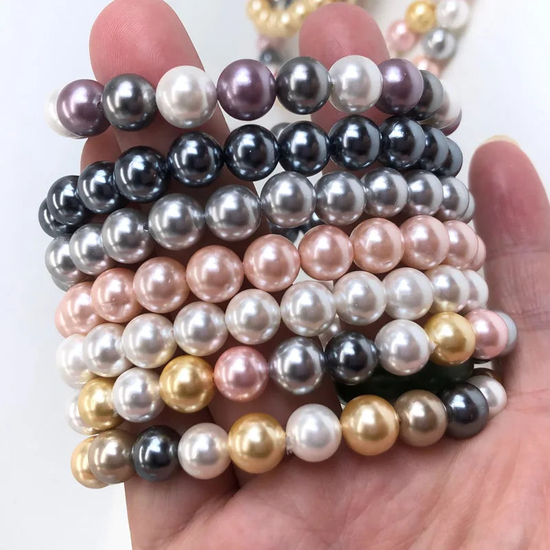 Shell Pearl Bracelet Tricolor Electroplated imitation pearls Charm