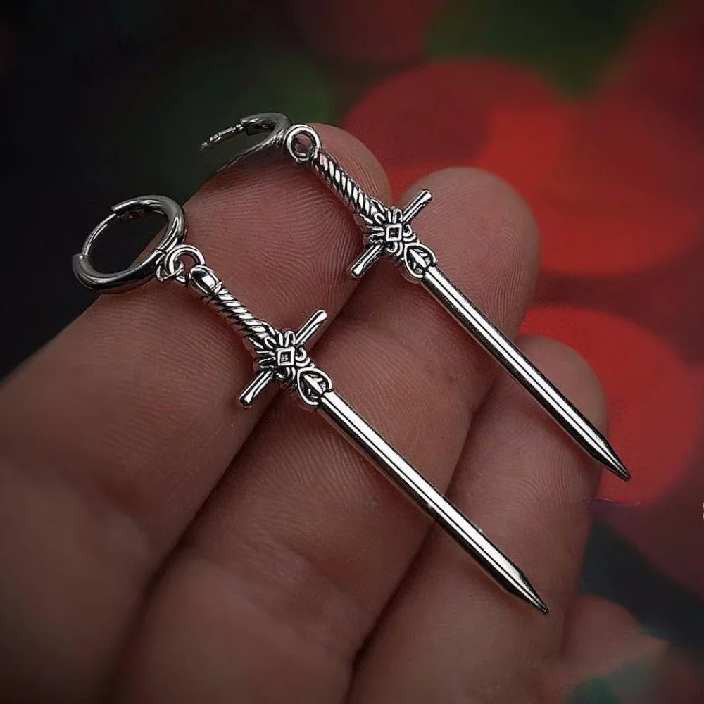 Personality Design Style Sword Drop Dangle Earrings